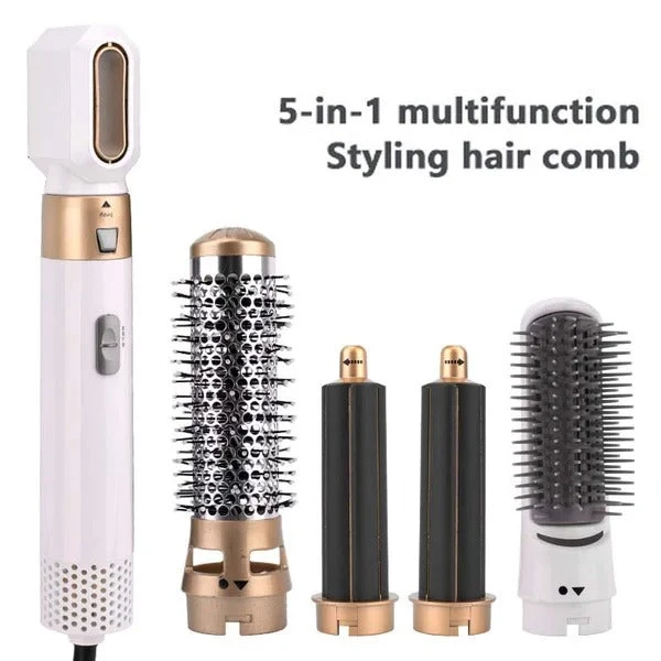 5-in-1 Haartrockner & Styling Bürste Set | Warmluft Styler für Glätten, Locken & Volumen | professioneller Haarstyler für Zuhause