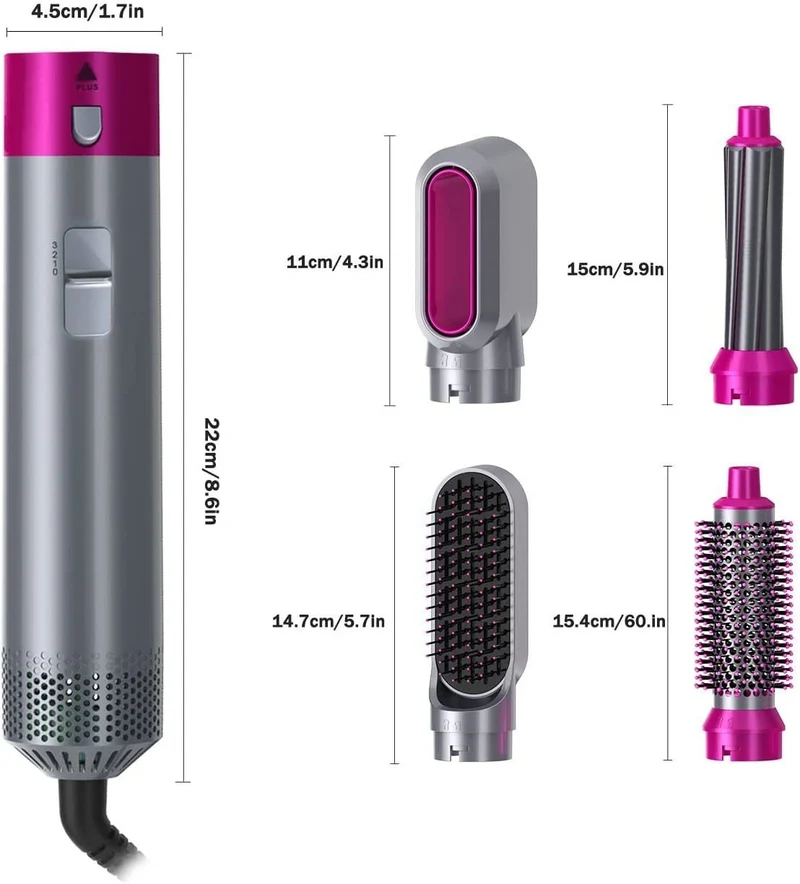 5-in-1 Haartrockner & Styling Bürste Set | Warmluft Styler für Glätten, Locken & Volumen | professioneller Haarstyler für Zuhause