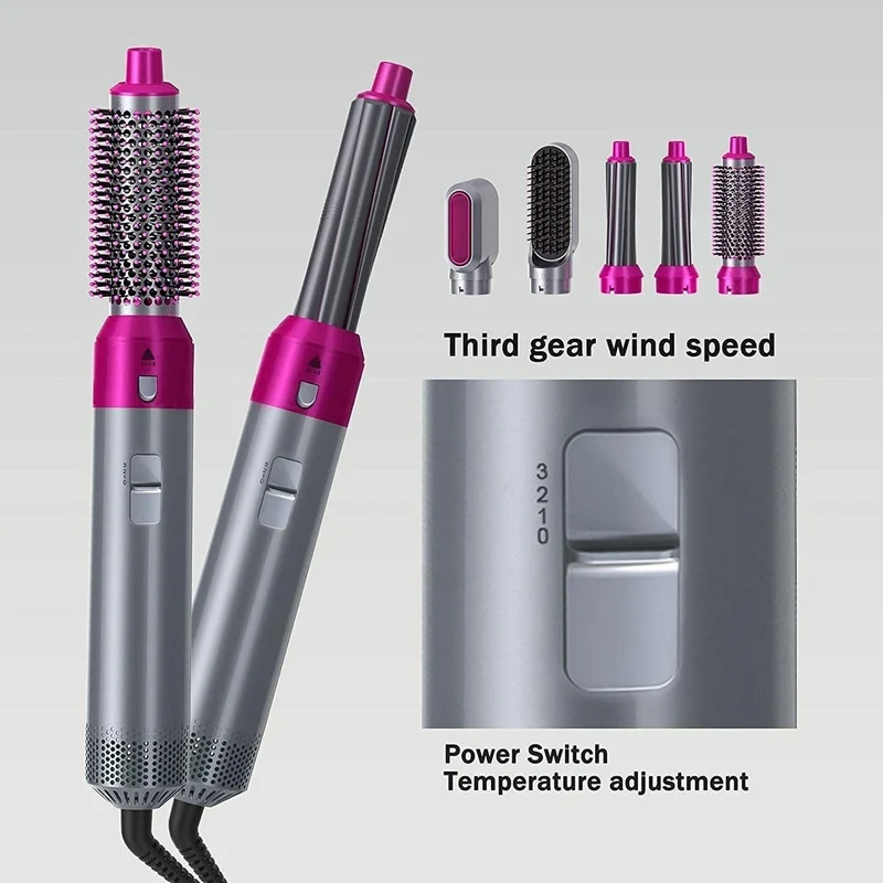 5-in-1 Haartrockner & Styling Bürste Set | Warmluft Styler für Glätten, Locken & Volumen | professioneller Haarstyler für Zuhause
