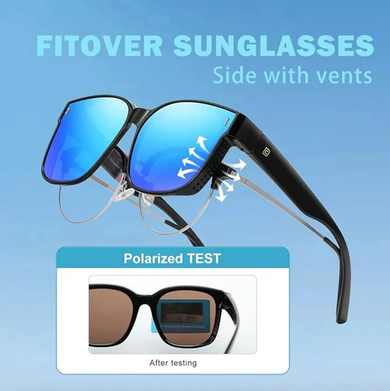 Überbrille mit UV400 Schutz für Damen & Herren | Sonnenbrille zum Überziehen über Sehhilfe | leichte Outdoor & Reisebrille