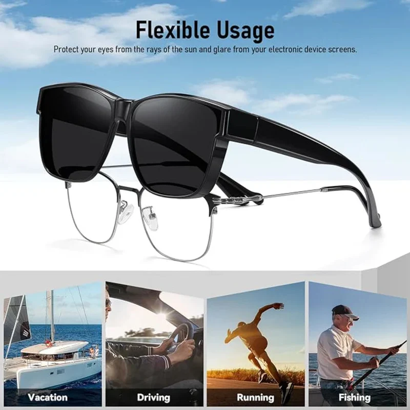 Überbrille mit UV400 Schutz für Damen & Herren | Sonnenbrille zum Überziehen über Sehhilfe | leichte Outdoor & Reisebrille