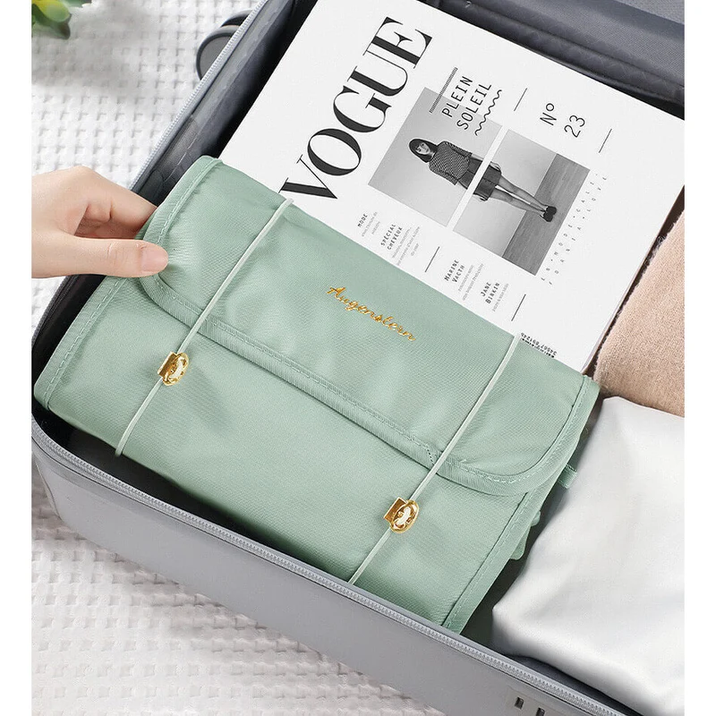 Reise Kosmetiktasche mit 4 Fächern | Faltbare Hänge-Kulturtasche aus Nylon | Abnehmbarer Make-up Organizer