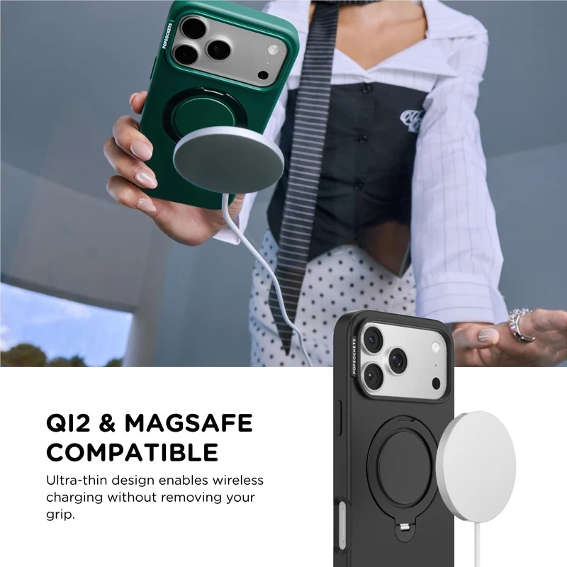 PopSockets Low-Pro MagSafe Protective Case with Built-in Grip Stand for iPhone 18 Pro Max (Black)