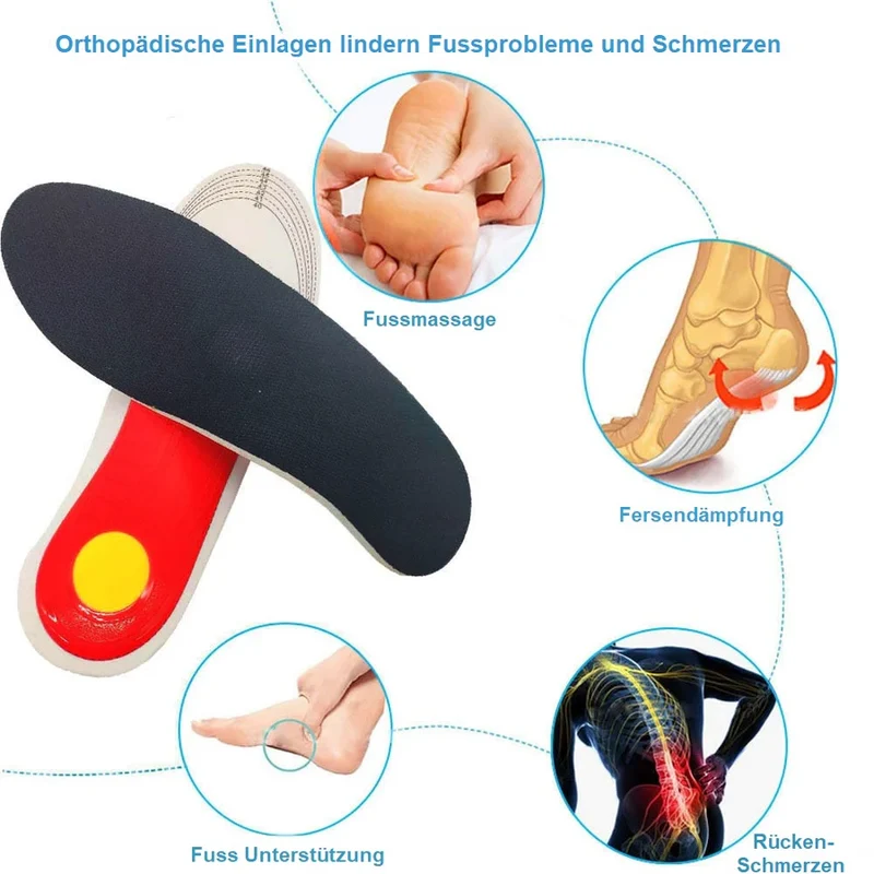 Orthopädische Einlegesohlen ergonomisch & stoßdämpfend | Fußgewölbe-Unterstützung & Fersendämpfung | Zuschneidbar für Alltag & Sport