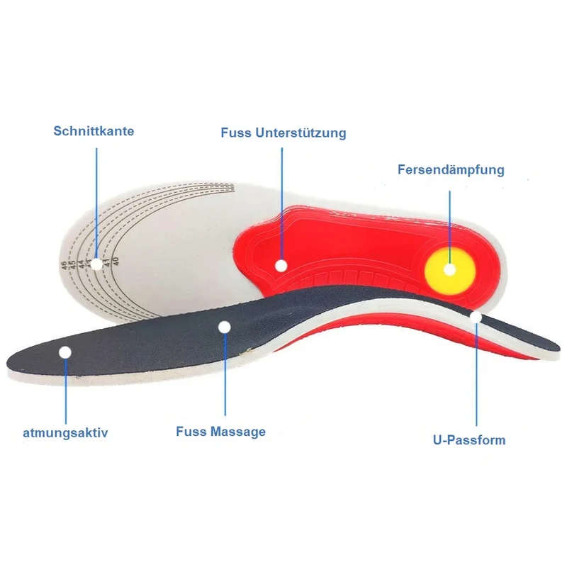 Orthopädische Einlegesohlen ergonomisch & stoßdämpfend | Fußgewölbe-Unterstützung & Fersendämpfung | Zuschneidbar für Alltag & Sport