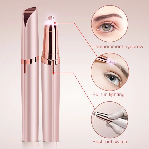 Präzisions-Epilierer für Augenbrauen & Gesicht | 18K Goldspitze mit LED-Licht | schmerzarm & wiederaufladbar | 1+1 Set