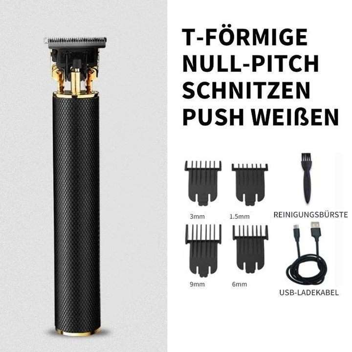 Vintage elektrischer Haarschneider mit T-Klinge 30 mm | 2 Modi, präzises Konturieren & Trockenrasur | 2200 mAh, bis 6 Std Laufzeit