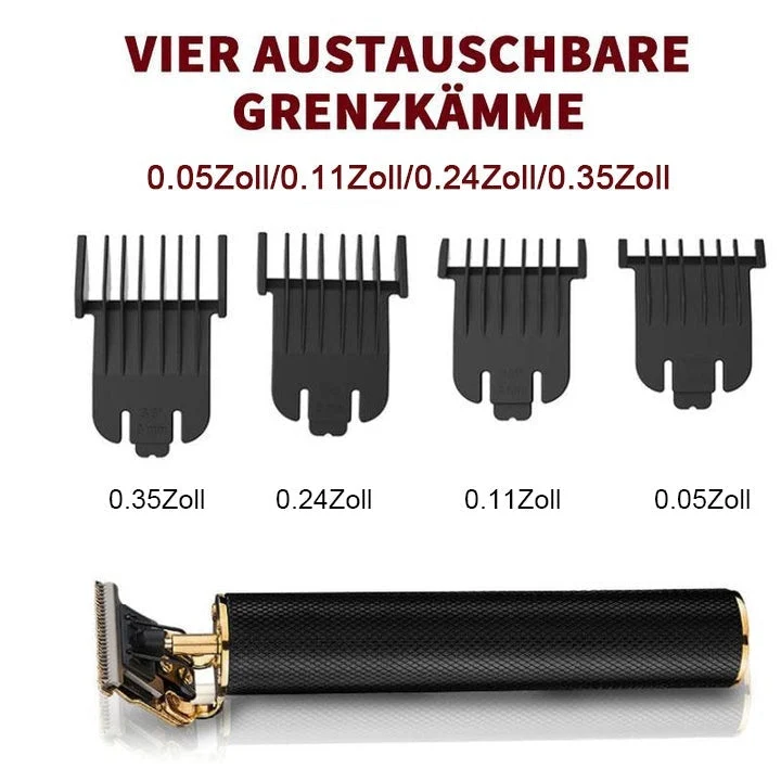 Vintage elektrischer Haarschneider mit T-Klinge 30 mm | 2 Modi, präzises Konturieren & Trockenrasur | 2200 mAh, bis 6 Std Laufzeit