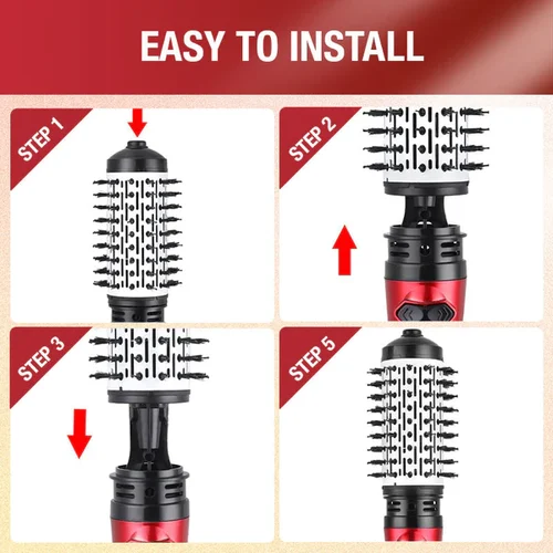 Haartrockner mit Bürste | 2-in-1 Föhn & Styler | 360° Rotation & Ionen-Technologie