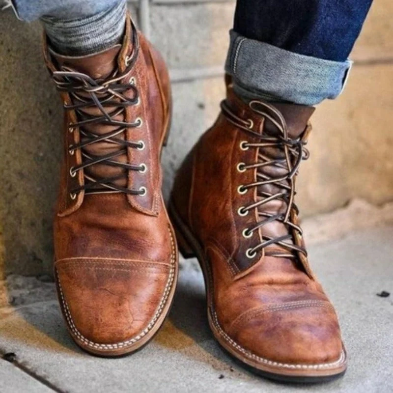 Herren Lederstiefel mit robuster Sohle | Bequeme Passform für Stadt, Freizeit & Outdoor-Look