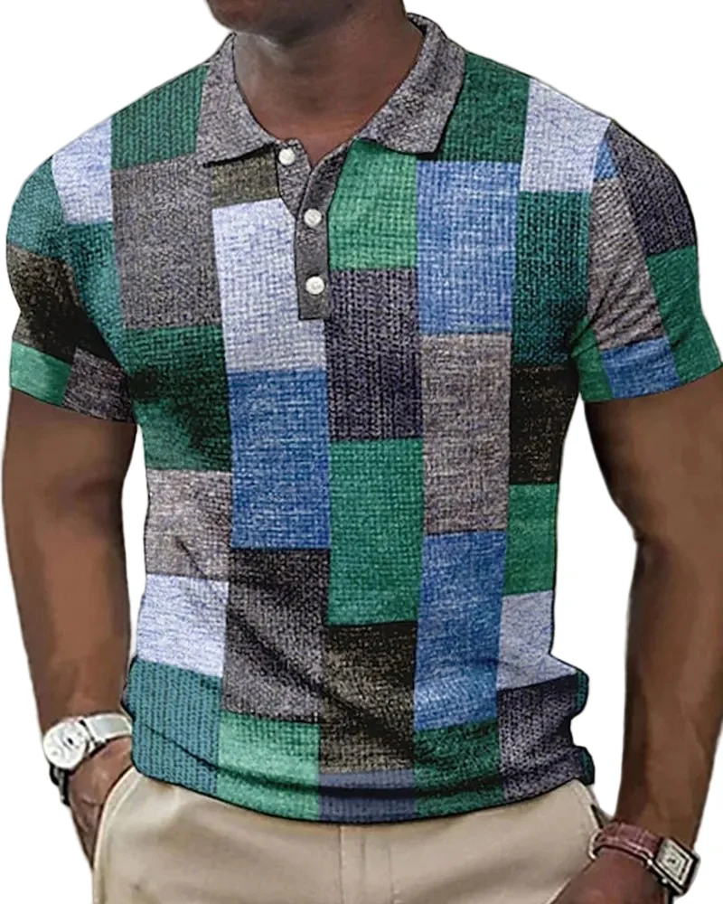 Herren Polo Shirt kurzarm kariert | Baumwollmix bequem & atmungsaktiv | Casual Sommer Poloshirt