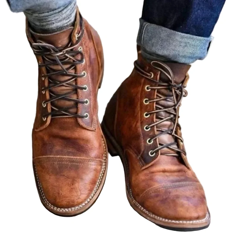 Herren Lederstiefel mit robuster Passform | Markanter Look für Stadt, Freizeit & Outdoor