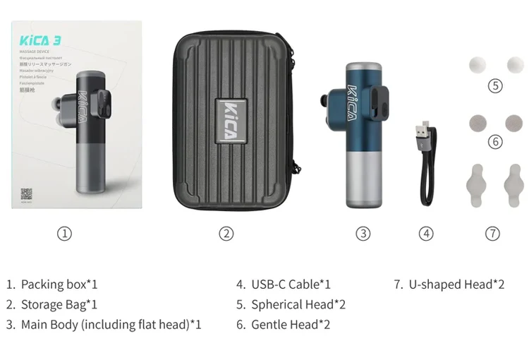 Kica K3 Double-Head Massage Gun - 3-Mode (Blue)