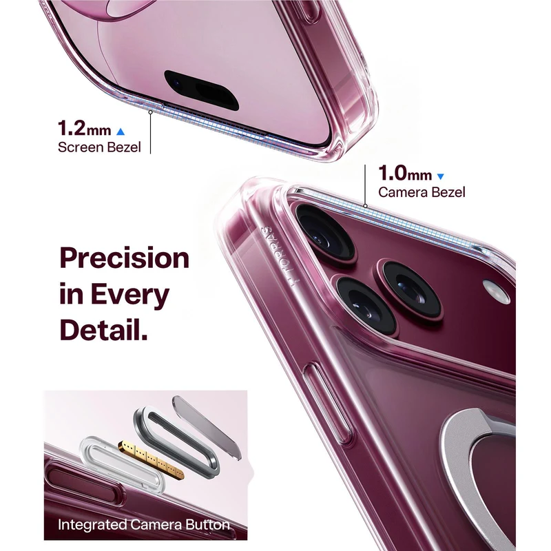 Torras Ostand Q3 Spin Case for iPhone 18 Pro Max (Clear)