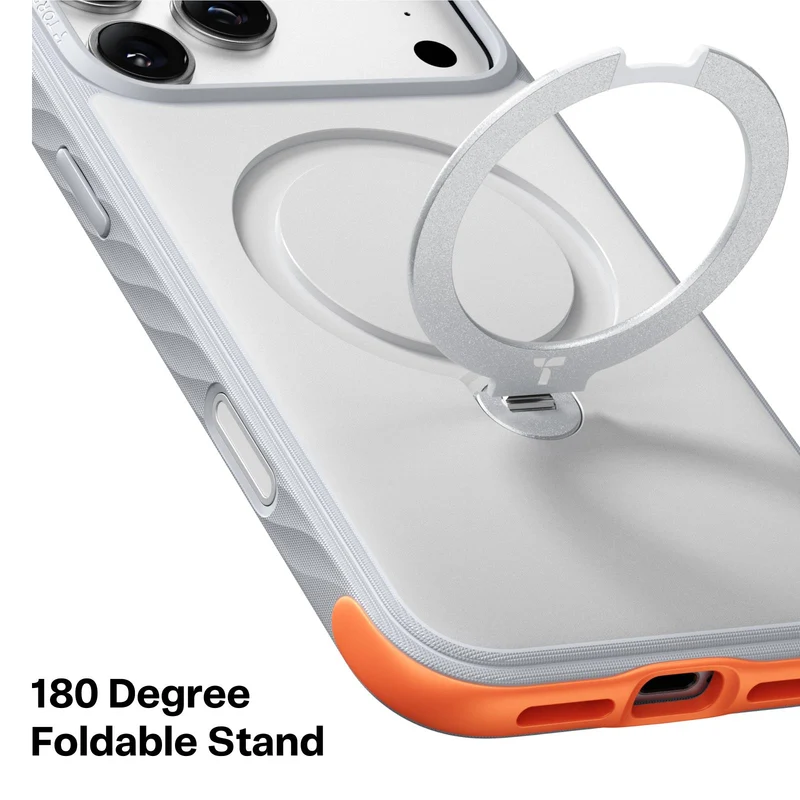 Torras Ostand Q3 Rugged Case for iPhone 18 Pro Max (Sunrise White)