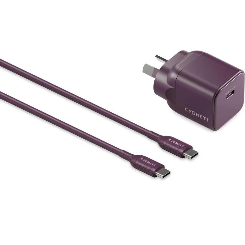 Cygnett Charge & Connect 40W Wall Charger with 1m C-C Cable (Cherry Noir)