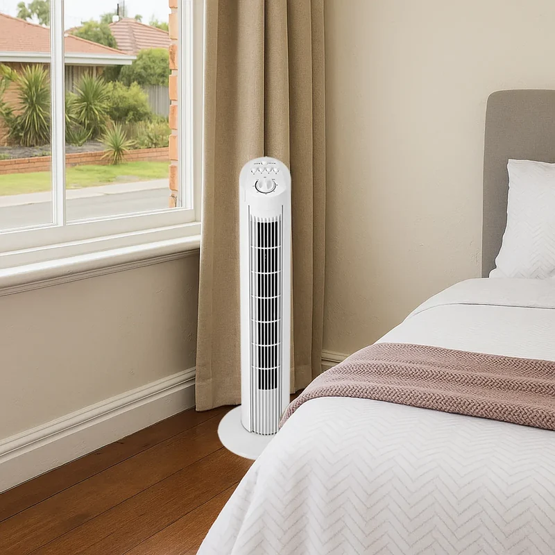 Sheffield 74cm Tower Oscillating Fan w/ 3-Speeds & Timer in White