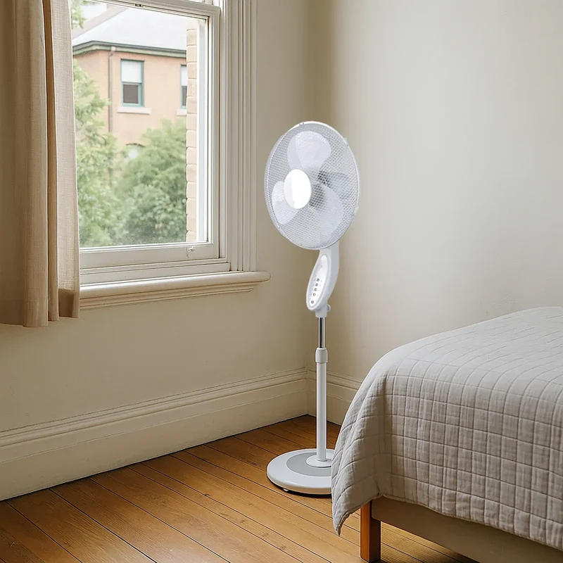 Sheffield Height Adjustable Pedestal Fan with Remote Control Oscillating Self Standing in White