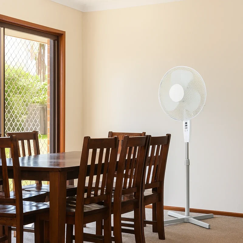 Sheffield 1.25m Tall Pedestal Oscillating Fan Self Standing with 40cm Head in White