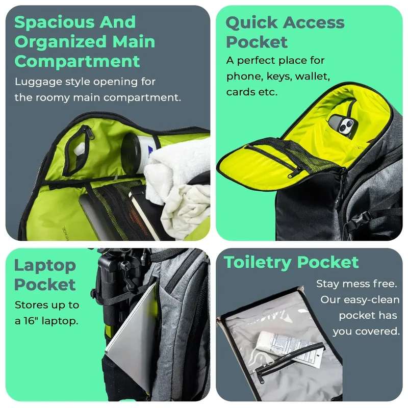 ADV Tennis Backpack V2 Bag (3 Racquet Capacity) with 16" Laptop Sleeve + Cooler in Volt Charcoal