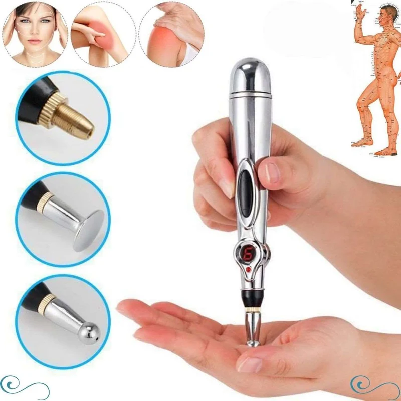 Elektrischer Akupressur Stift mit Impulsfunktion | 9 Intensitätsstufen & 3-in-1 Massageköpfe | Handliches Massagegerät