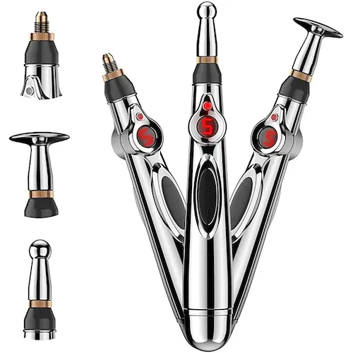 Elektrischer Akupressur Stift mit Impulsfunktion | 9 Intensitätsstufen & 3-in-1 Massageköpfe | Handliches Massagegerät