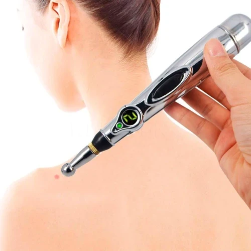 Elektrischer Akupressur Stift mit Impulsfunktion | 9 Intensitätsstufen & 3-in-1 Massageköpfe | Handliches Massagegerät