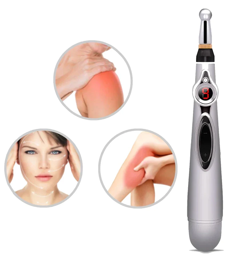 Elektrischer Akupressur Stift mit Impulsfunktion | 9 Intensitätsstufen & 3-in-1 Massageköpfe | Handliches Massagegerät
