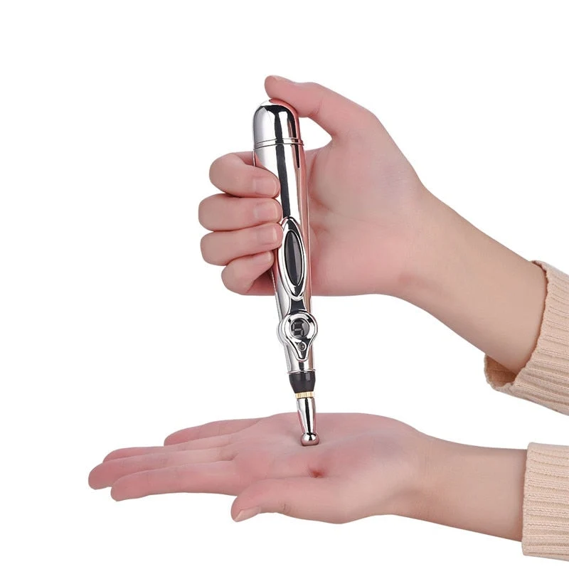Elektrischer Akupressur Stift mit Impulsfunktion | 9 Intensitätsstufen & 3-in-1 Massageköpfe | Handliches Massagegerät