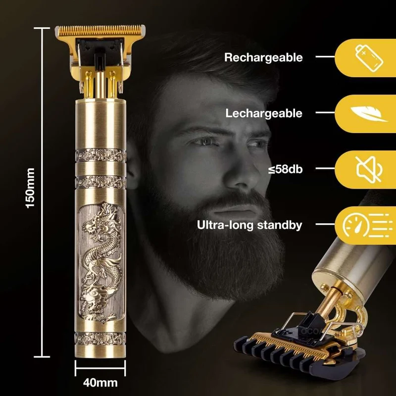 Elektrischer Haartrimmer mit Titan- & Edelstahlklingen | LCD-Display & 1200mAh Akku | Wasserdicht | Für Bart, Konturen & Kopf