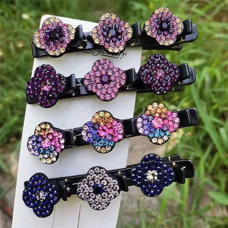 Kristallverzierte Haarspangen 4er-Set | Elegantes Haaraccessoire für schnelle Frisuren | Sicherer Halt | Für Alltag & Events