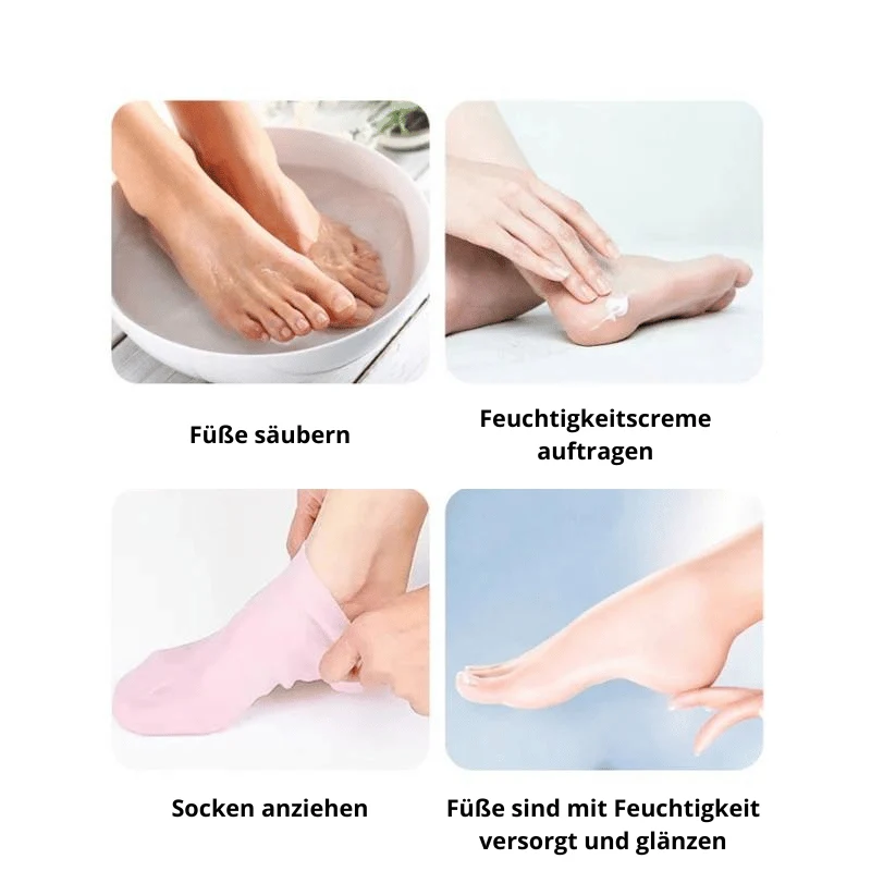 Silikon Fersensocken 1+1 Set | feuchtigkeitsspendend & wiederverwendbar | für weiche, glatte Füße | elastisch & rutschfest