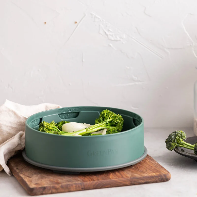 Greenpan 24cm Steamy Tray Round Home Dumpling/Food Cooking Steaming Pan Green