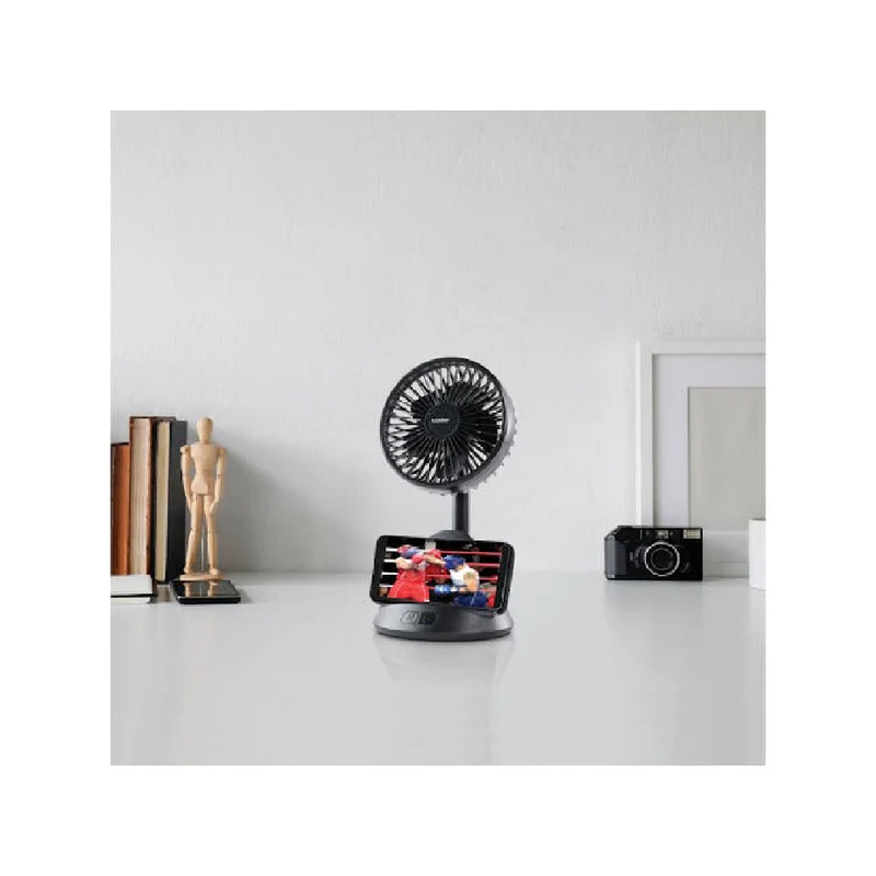 Goldair Portable Rechargeable Desk Fan with Wireless Induction Phone Charger