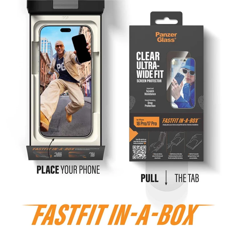 PanzerGlass Screen Protector for iPhone 18 Pro/17 Pro with FASTFIT IN-A-BOX