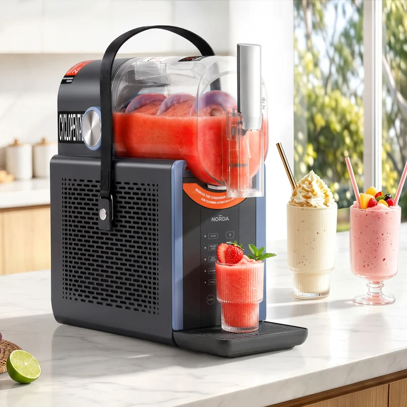NORDA 2L Slushie Machine Frozen Drink Maker Ice Cream Maker Countertop - Black Blue