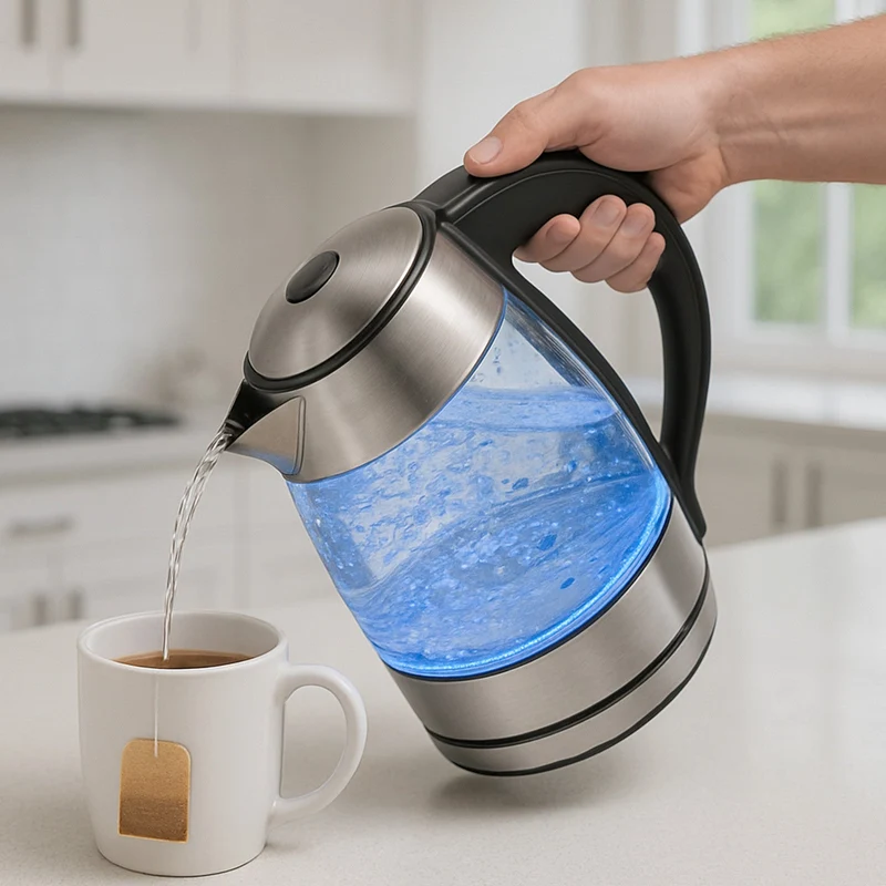 Kitchen Couture 1.7L double wall glass kettle with ThermoGuard Protection