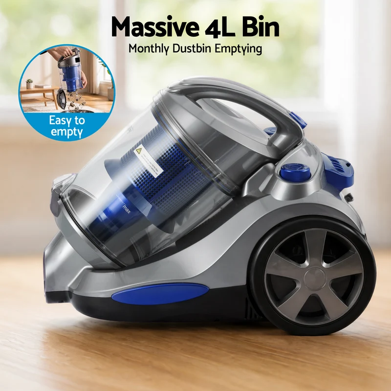 Devanti Vacuum Cleaner Bagless Canister 2000W 25kPa Powerful Suction 4L Blue