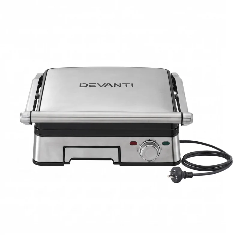 Devanti 2000W 3-in-1 Panini Press Grill Sandwich Maker 180° Open 4 Slice