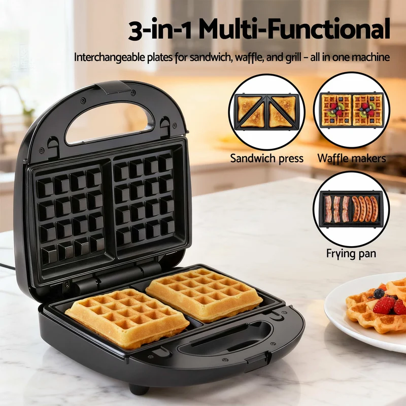 Devanti K7 Cordless Stick Vacuum Cleaner plus 3-in-1 Sandwich Maker (Gold)