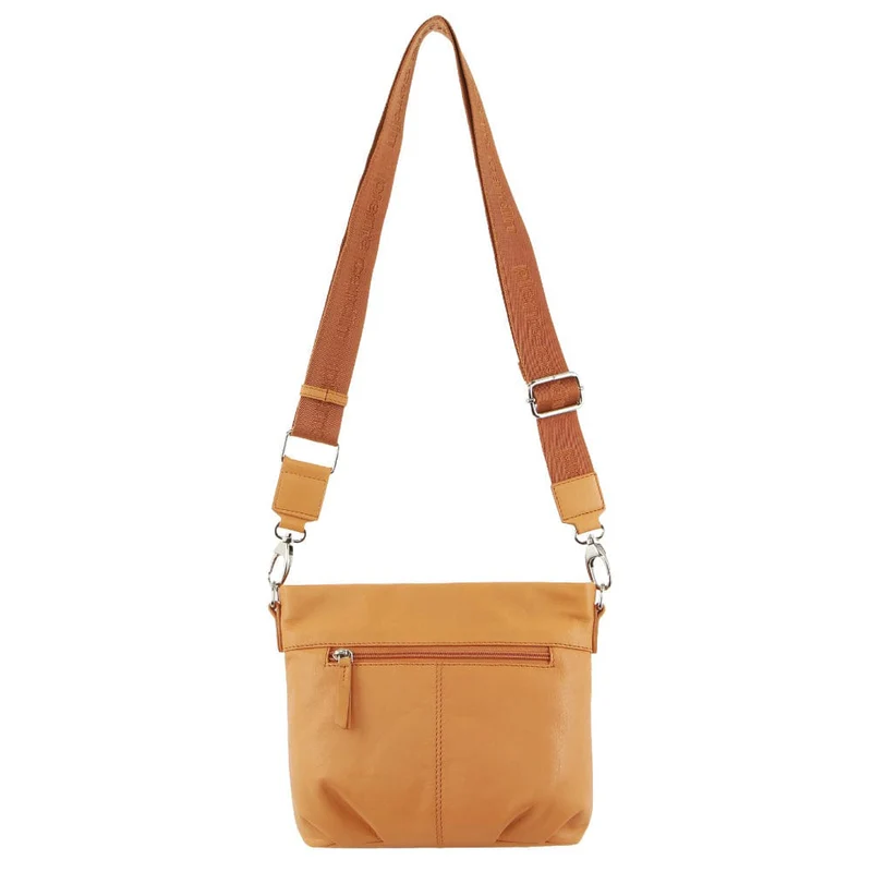 Pierre Cardin Women's Webbing Strap Leather Shoulder Crossbody Bag 26cm Apricot
