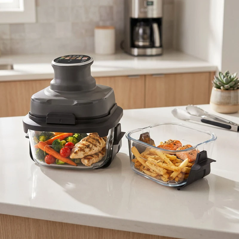 Healthy Choice 1500W Dual Basket Portable Air Fryer 6.5L plus 3L