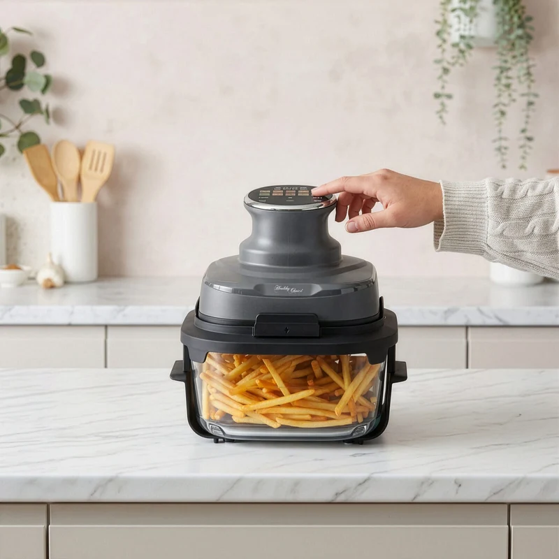 Healthy Choice 1500W Dual Basket Portable Air Fryer 6.5L plus 3L