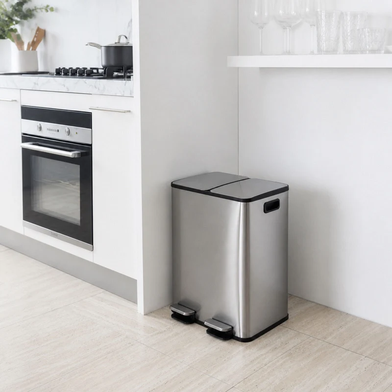 Hacienda 2 x 20L 40L Dual-Compartment Pedal Operation Rubbish Bin with Carbon Filter