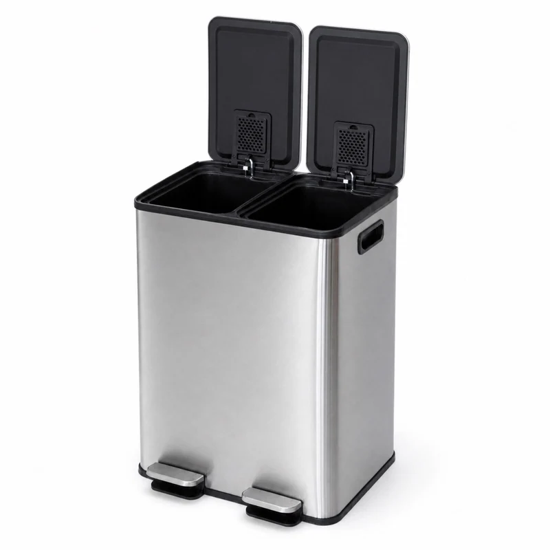 Hacienda 2 x 20L 40L Dual-Compartment Pedal Operation Rubbish Bin with Carbon Filter