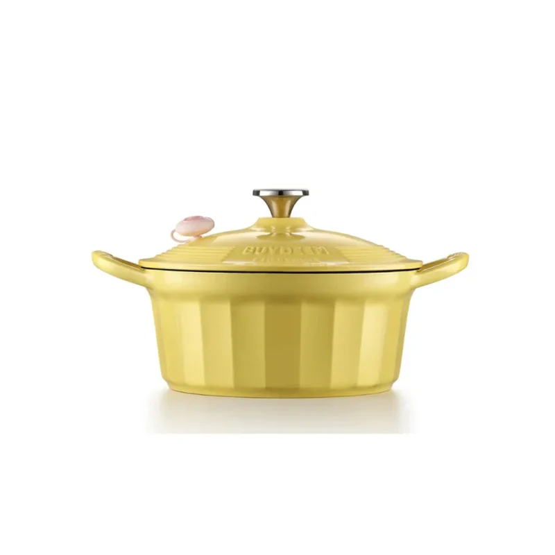 BUYDEEM CP551 Enameled Cast Iron Dutch Oven – 3.9L (Yellow)