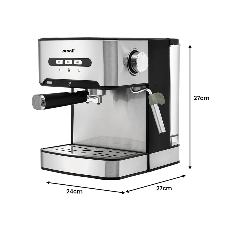 Pronti Toaster, 1.7L Kettle & Coffee Machine Stainless Steel Breakfast Set (Black)