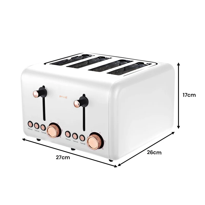 Pronti Toaster, Kettle & Coffee Machine Stainless Steel Breakfast Set (White)
