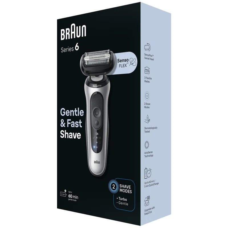 Braun Series 6 Electric Shaver for Men with Travel Case (Silver)