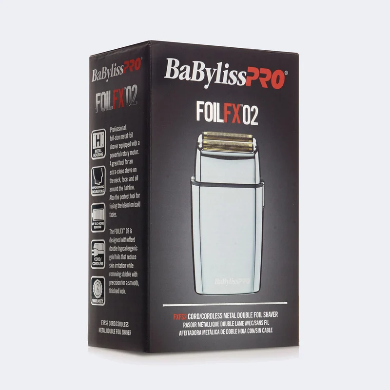 Rasoir à double grille en métal, avec/sans fil, chromé, Babyliss Pro